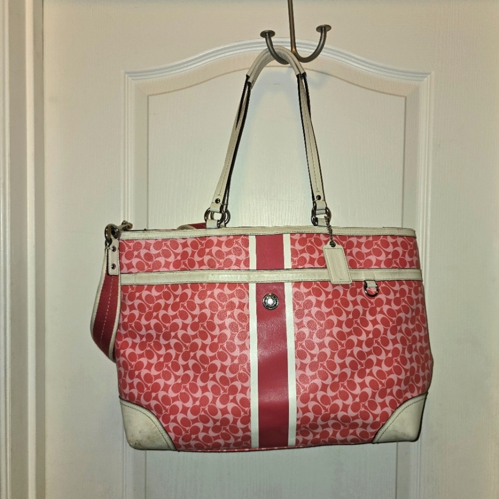 Coach XL Signature Leather Purse Tote Baby Diaper Bag